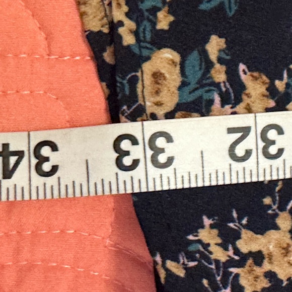 Navy and Beige Floral Long Sleeve Dress Size Medium - Picture 6 of 8